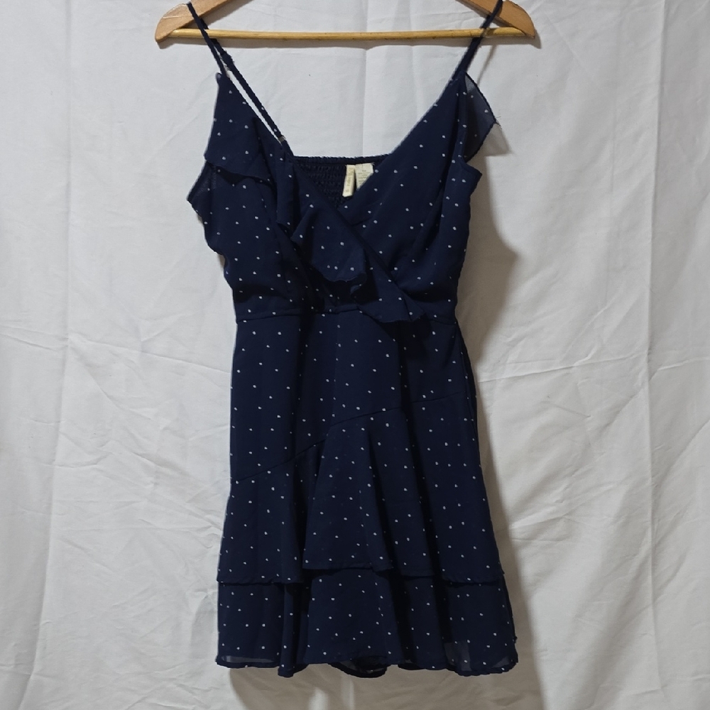 Navy Blue Polka Dot Dress (jumpsuit short) 010